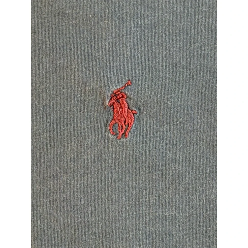 Polo‎ Ralph Lauren V Neck T Shirt Gray Red Pony Classic Logo Men's L